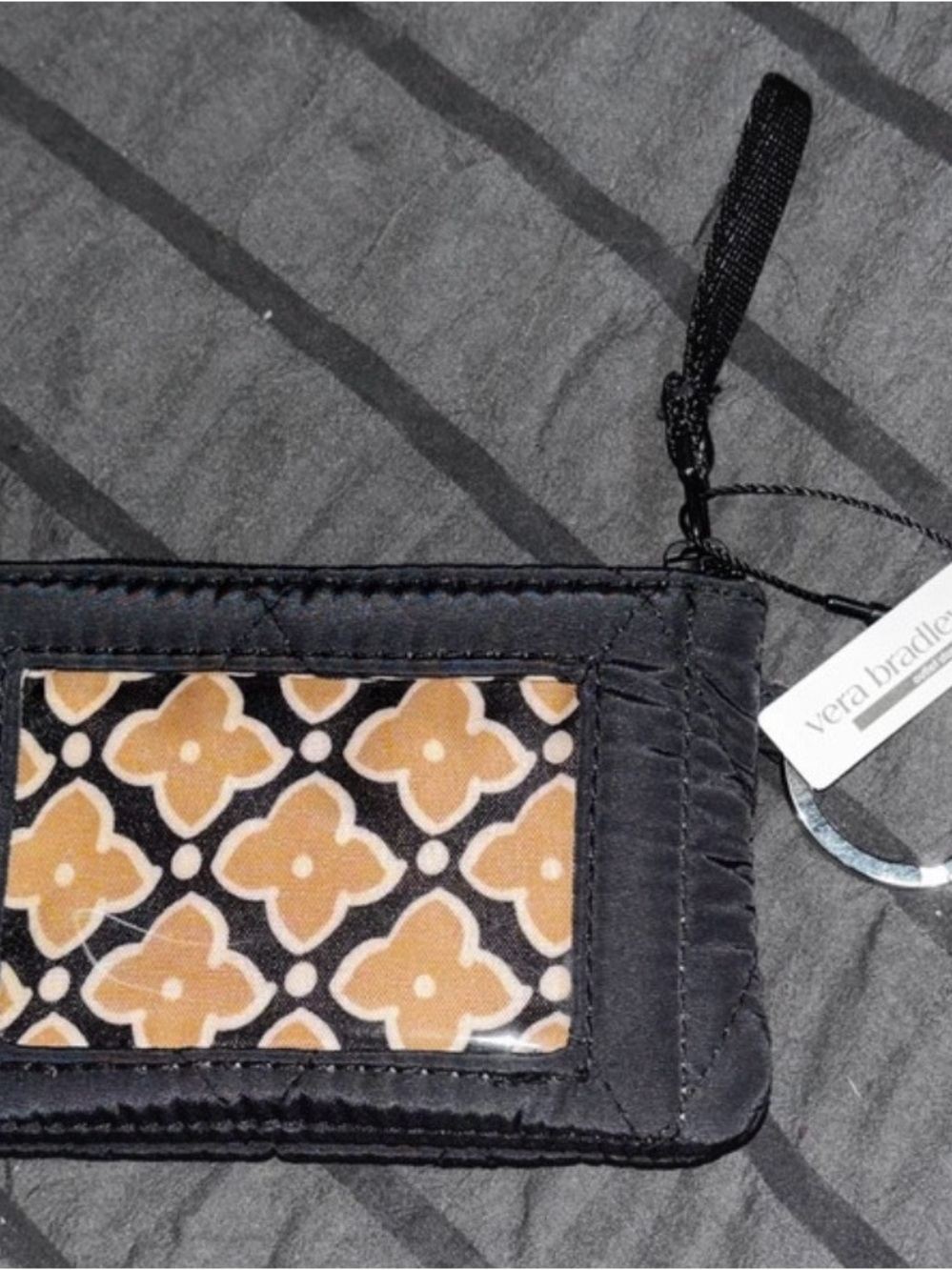 Vera Bradley Black and Gold Floral Card Case with Keyring - Picture 5 of 5
